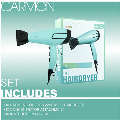 Carmen Colours 2200w DC Hairdryer