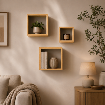 Everfurn Lotus Floating Wall Shelves - Set of 3