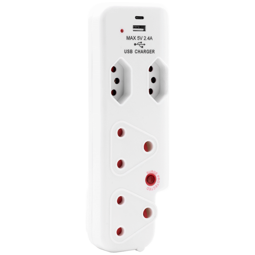 Ellies  4 Way Surge adaptor with type C + USB - WT