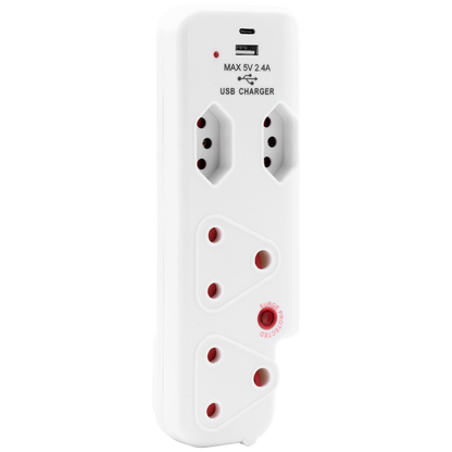 Ellies  4 Way Surge adaptor with type C + USB - WT