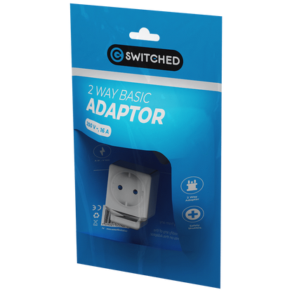 Switched 2-Way Schuko Adaptor - Top and Bottom Loader