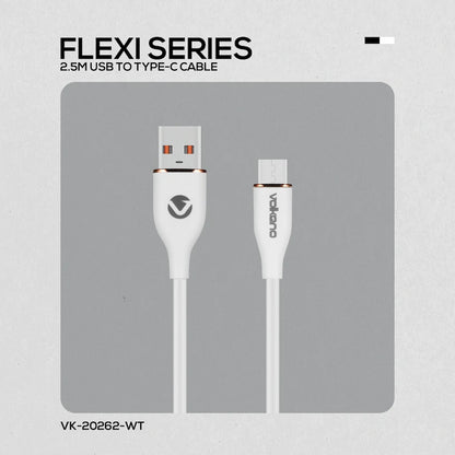 Volkano Flexi Series USB to Micro USB 2.5m 18w - White