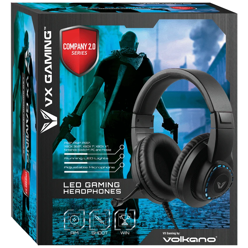 VX Gaming Company 2.0 Series LED Gaming Headphones - Black