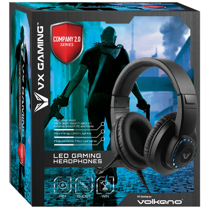VX Gaming Company 2.0 Series LED Gaming Headphones - Black