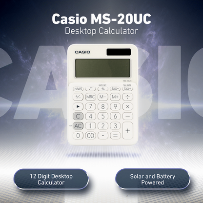 Casio MS-20UC - Desktop calculator 12 Digit - White