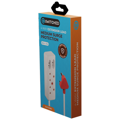Switched 4-Way Medium Surge Extension Lead 5m