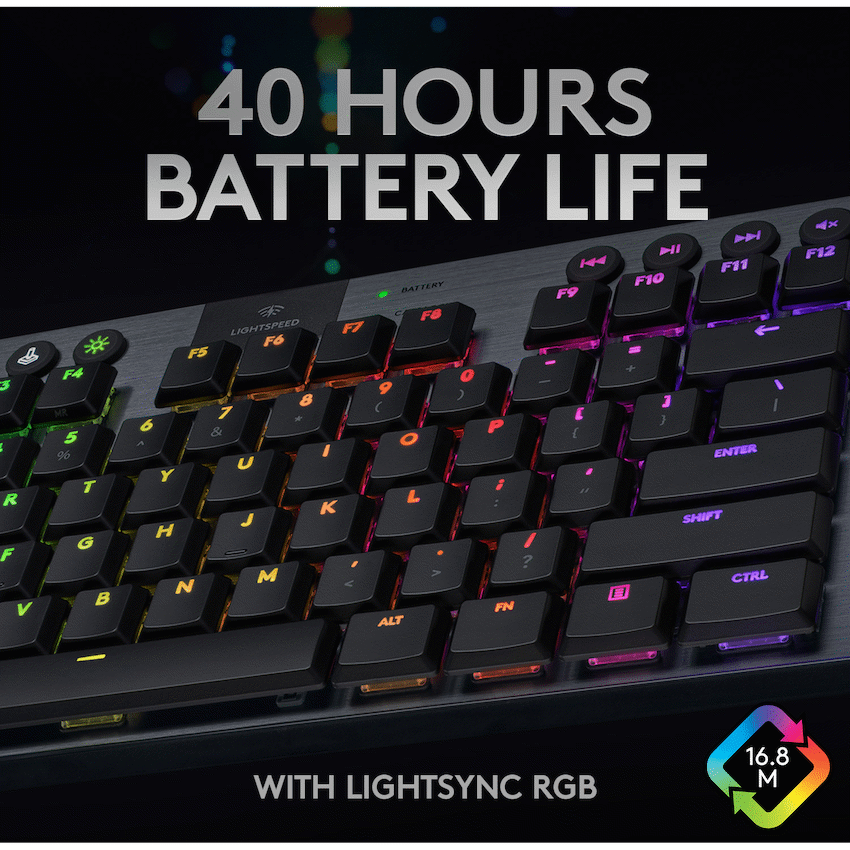 Logitech(R) G915 TKL LIGHTSPEED Wireless RGB Mechanical Gaming Keyboard - GL Tactile - Carbon