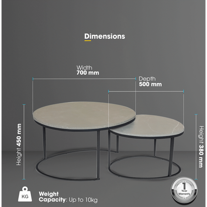 Everfurn Nile Nesting Coffee Table - Marble Grey
