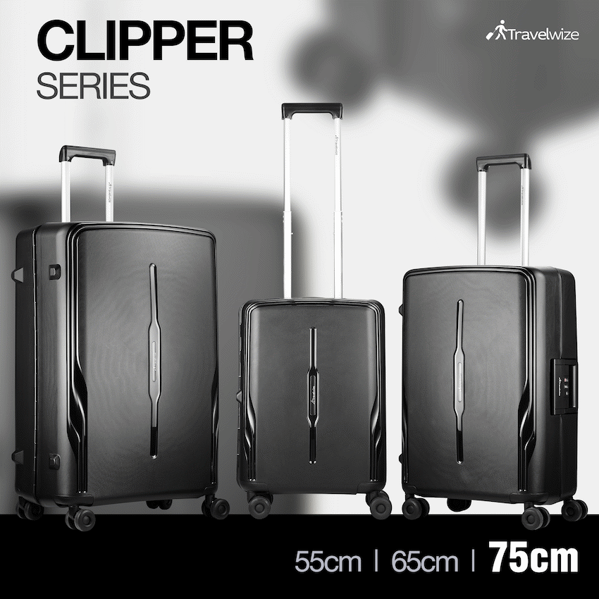 Travelwize Clipper PP 75cm 4-Wheel Spinner Luggage Black