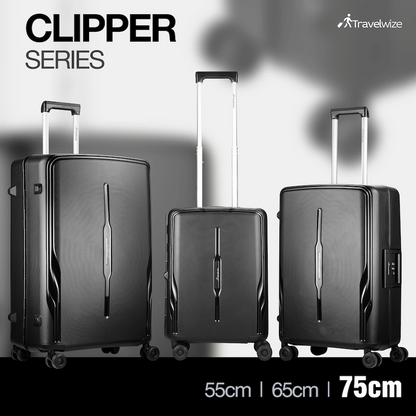 Travelwize Clipper PP 75cm 4-Wheel Spinner Luggage Black
