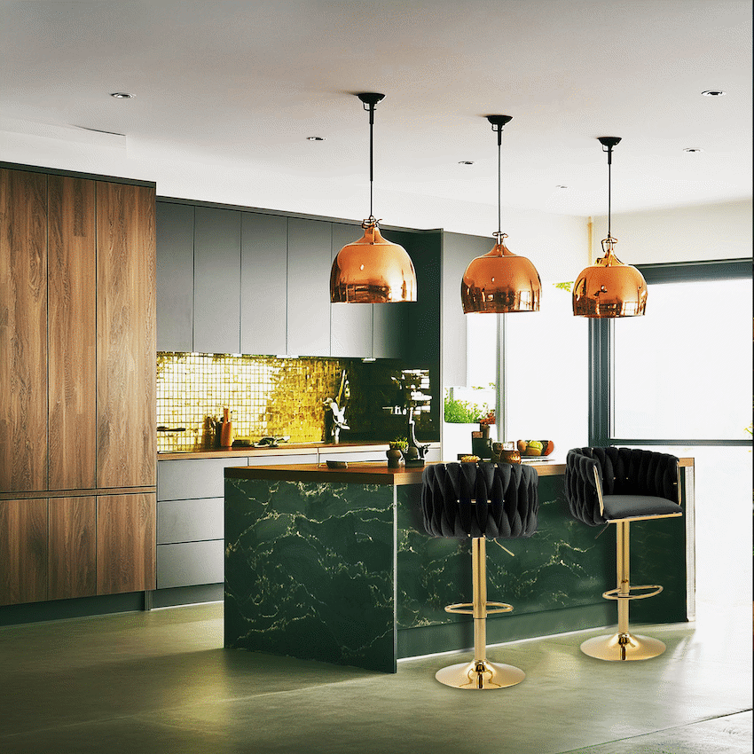 Everfurn Princeton Bar Stool - Gold and Black