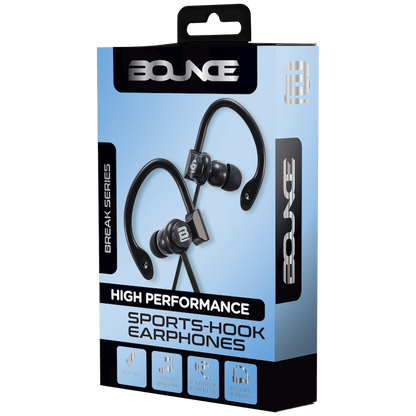 Bounce Break Series Hook-On Earphones - Black