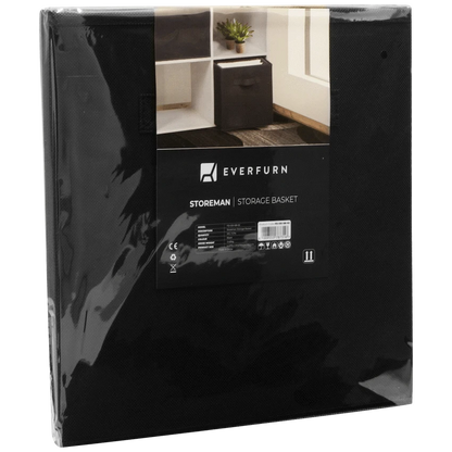 Everfurn Storeman Black, Collapsible Fabric Organiser Storage Basket - 10 Pack