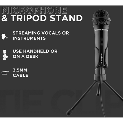 Volkano Stream Vocal Microphone with Tripod, Aux