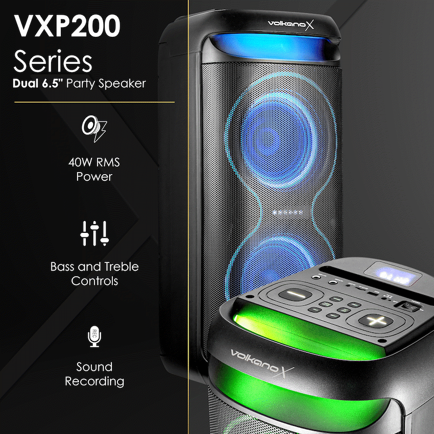 VolkanoX VXP200 Dual 6.5" Party Speaker  - Black