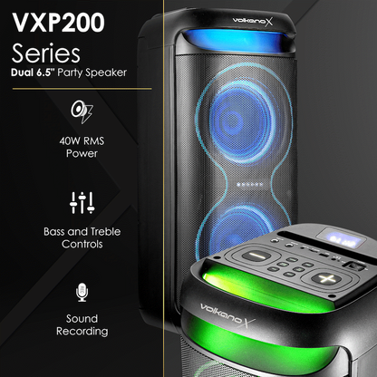 VolkanoX VXP200 Dual 6.5" Party Speaker  - Black