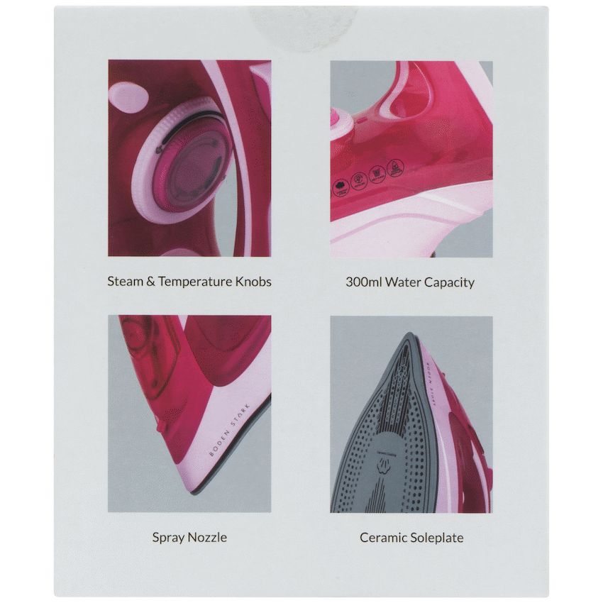 Boden Stark 2600W Ceramic Steam Iron - Pink