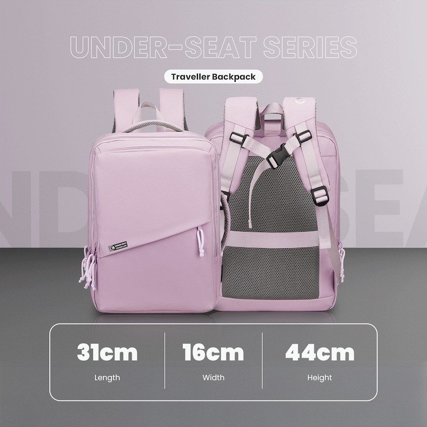 Volkano Under-Seat Traveller Backpack Pastel Pink
