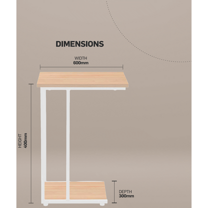 Everfurn Sofa Side Table - Oak and White