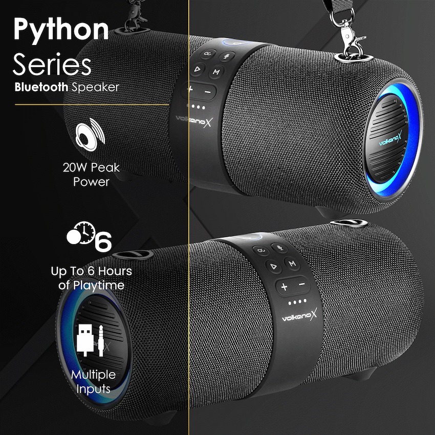 VolkanoX Python Series Bluetooth Speaker - Black
