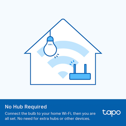 TP-Link Tapo L510B 8.7W Smart Wi-Fi Warm White Light Bulb, Dimmable, A60, B15