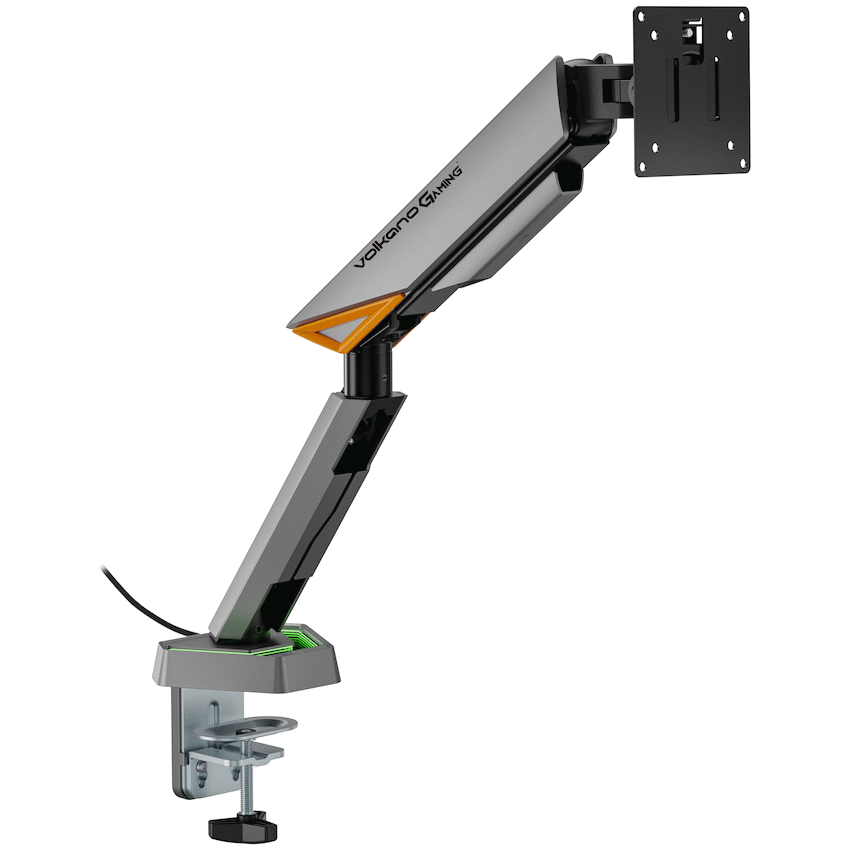 Volkano Gaming Void Series- Single Arm Full Motion Monitor mount - RGB - GR