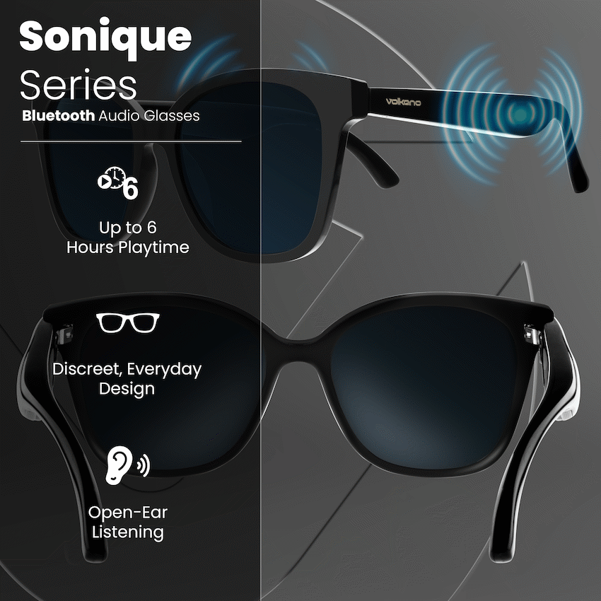 Volkano Sonique Series Bluetooth Audio Glasses - Dark Lenses