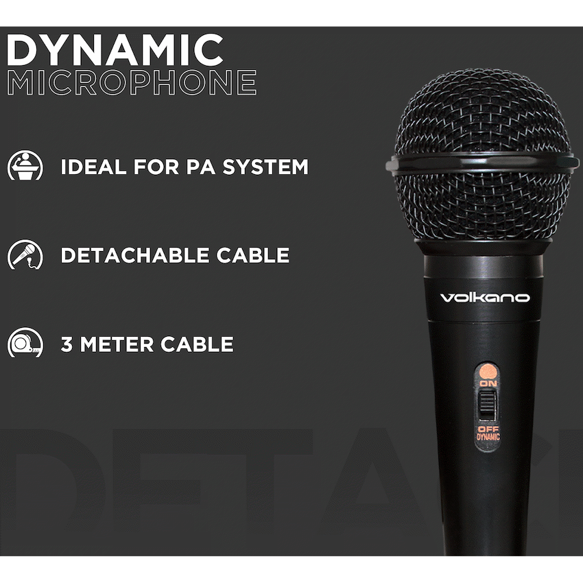 Volkano Ace Series Metal Wired Dynamic Vocal Microphone - Black