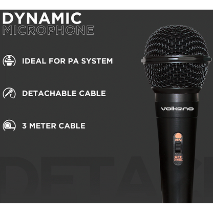 Volkano Ace Series Metal Wired Dynamic Vocal Microphone - Black