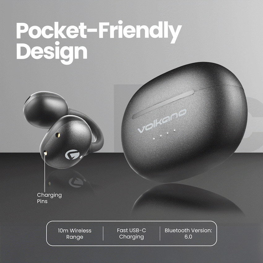 Volkano Rise Series OWS Clip Earphones - Black