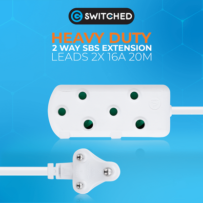 Switched Heavy-Duty Side-by-Side (SBS) Extension Leads 20m - WT