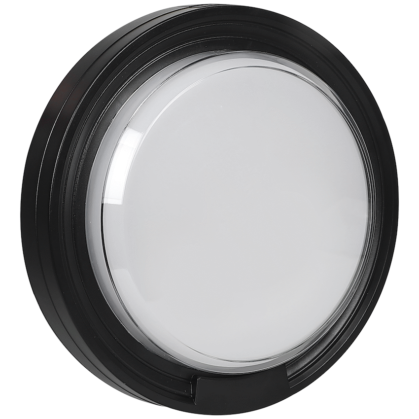 Ellies Cresent Series AC 24W Round LED Bulkhead - PC - BK