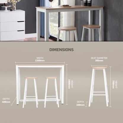 Everfurn Chenin 3-Piece Bar Table & Stool Set with Powder-Coated Frame