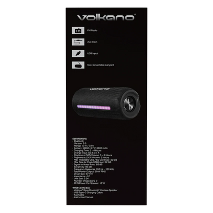 Volkano Rave Series Portable Bluetooth Speaker  - Black with grey buttons