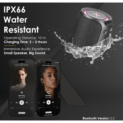 Volkano X Wave IPX66 Bluetooth Speaker - Black
