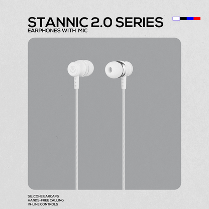 Volkano Earphones with Mic - Stannic Series - White