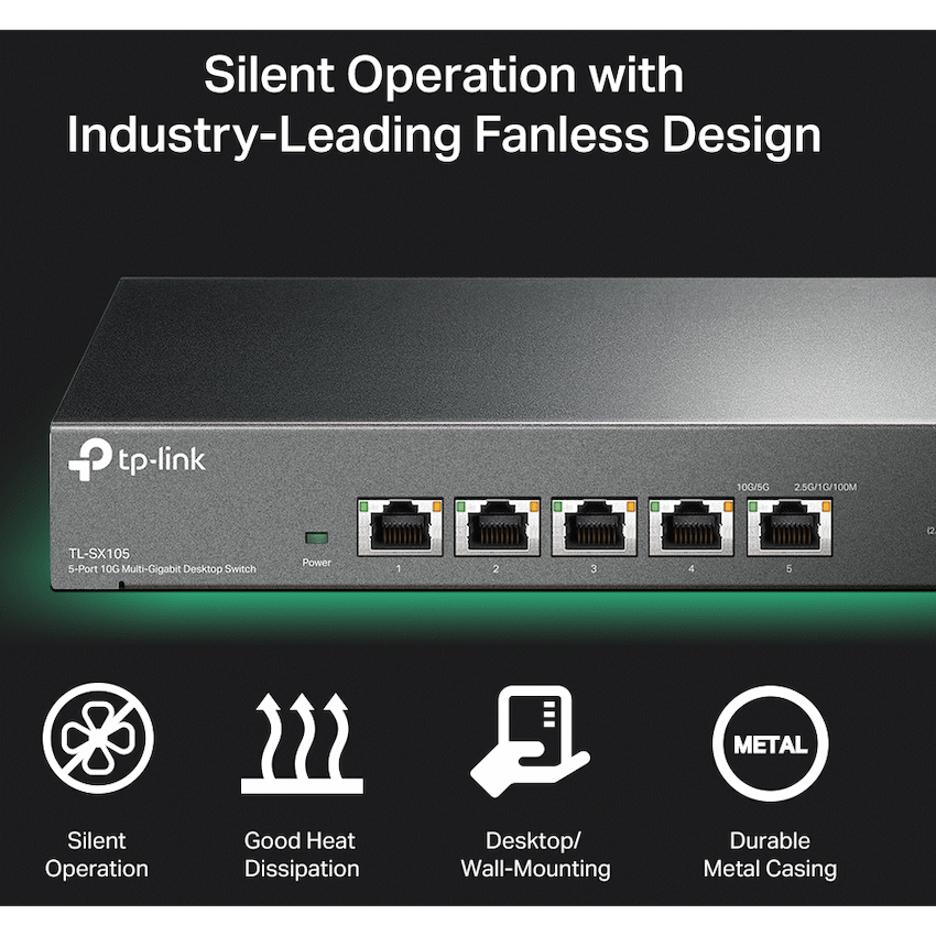 TP-Link TL-SX105 5-Port 10G Multi-Gigabit Desktop Switch