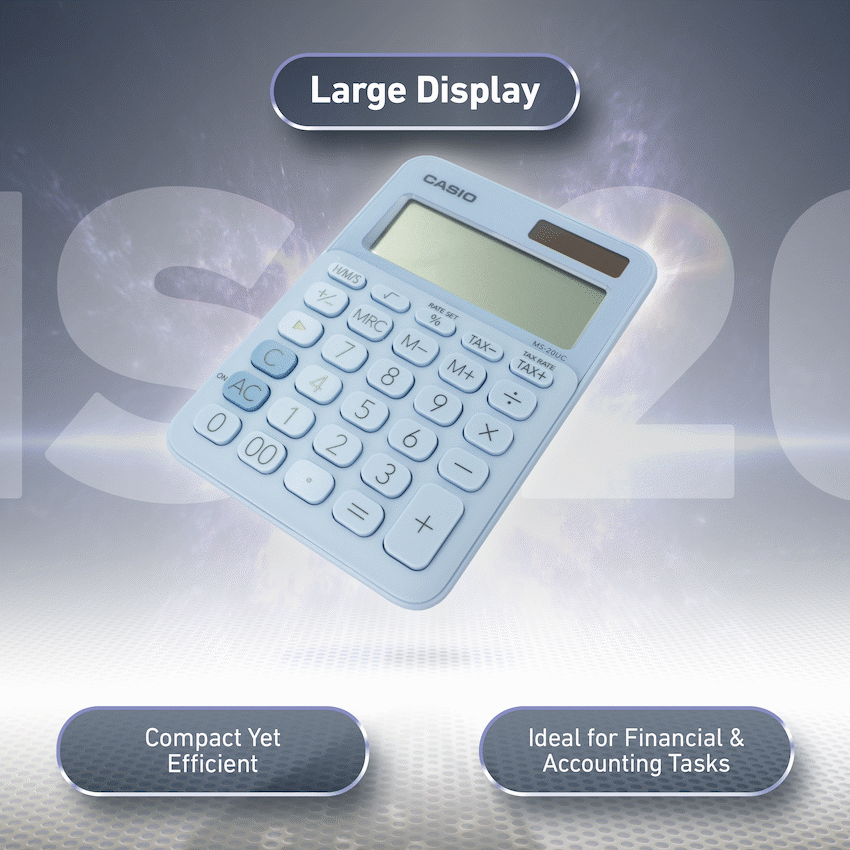 Casio MS-20UC - Desktop Calculator 12-Digit - Light Blue