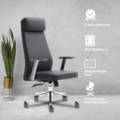 Everfurn Ruby High Back Office Chair, Chrome Metal Base