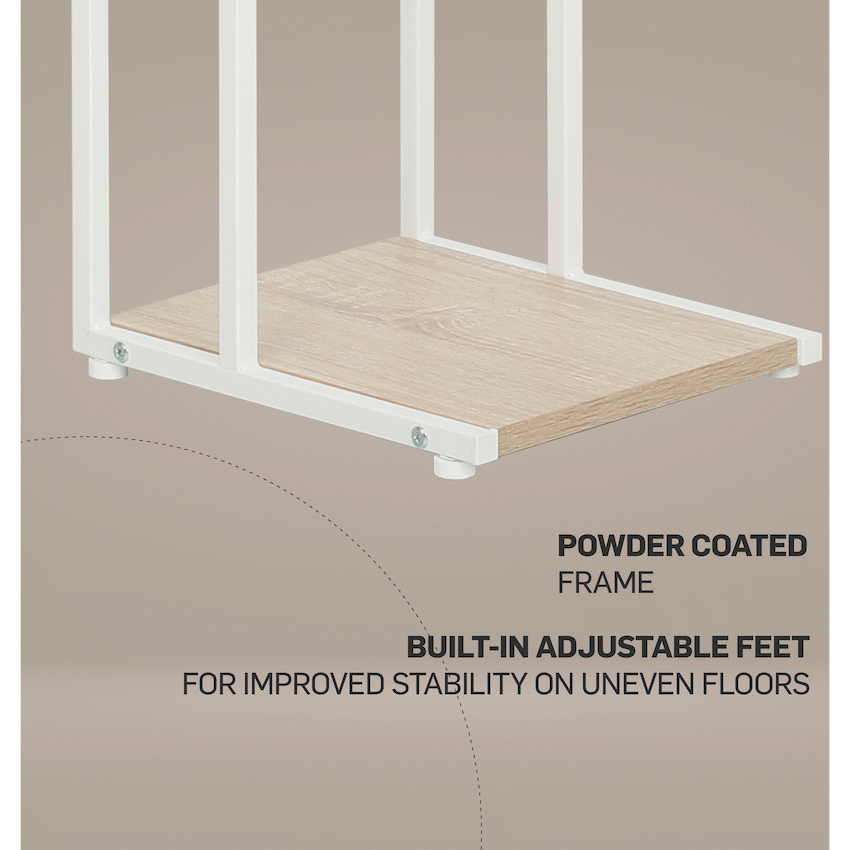 Everfurn Sofa Side Table - Oak and White