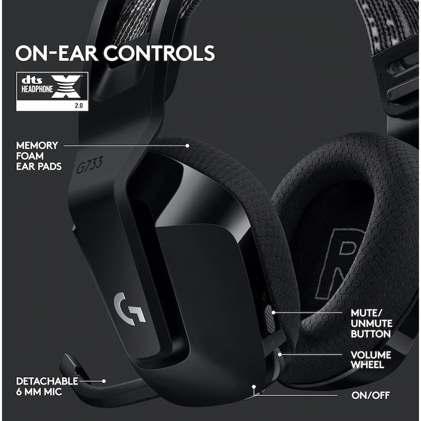 Logitech(R) G733 LIGHTSPEED Wireless RGB Gaming Headset - Black