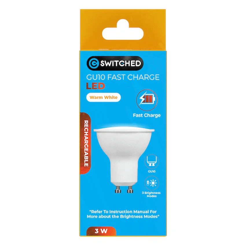 Switched 3w GU10 Rechargeable Fast Charge LED WW