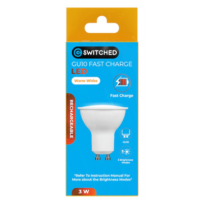Switched 3w GU10 Rechargeable Fast Charge LED WW