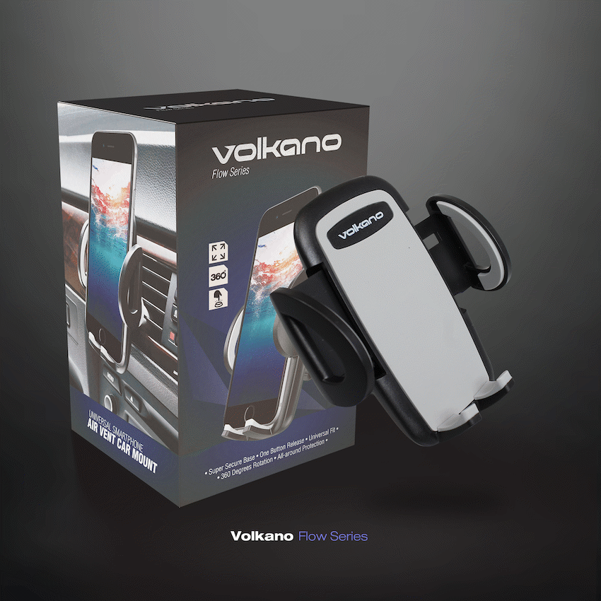 Volkano Flow Series Car Air Vent Phone Holder - Large - Black
