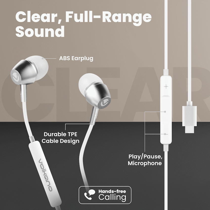 Volkano Prism 3 Series Type-C Earphone - White