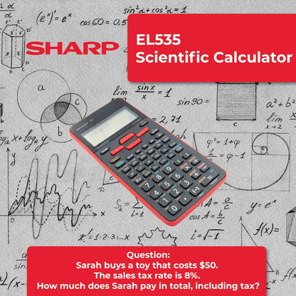 Sharp EL535 Scientific Calculator - 422 Functions- Red