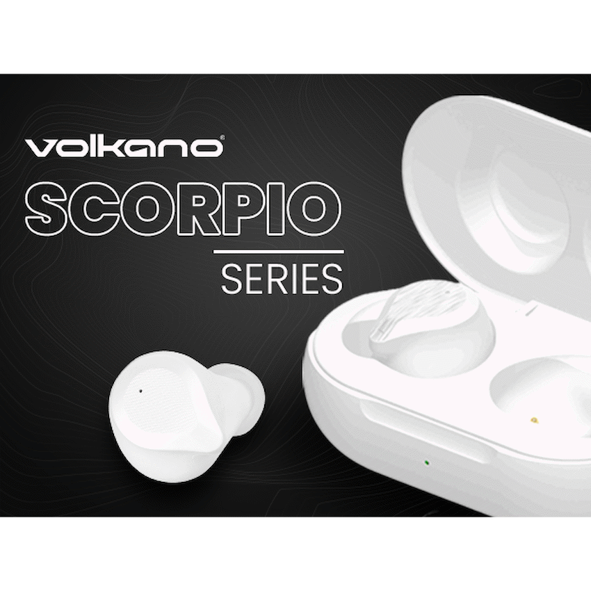 Volkano Scorpio Series True Wireless Earphones - White