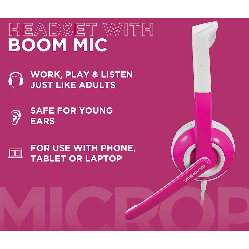 Volkano Kids Chat Junior Series Headset with Mic - Pink