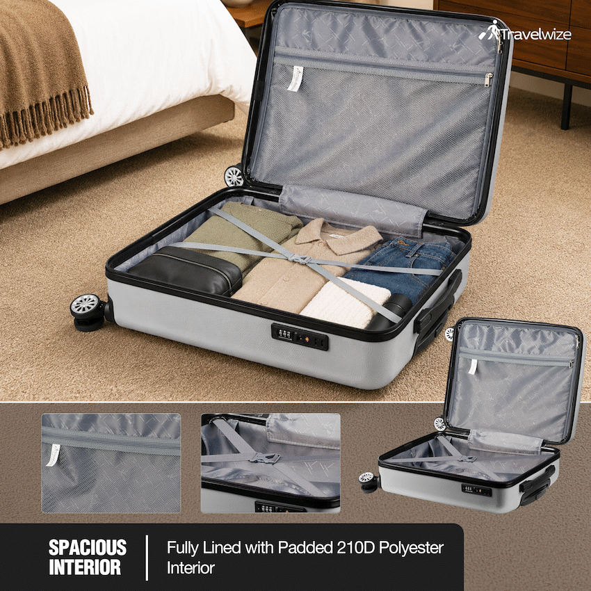 Travelwize Maple ABS 85cm 4-Wheel Spinner Luggage - Silver