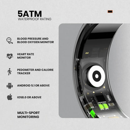 Volkano Ring Series Smart Ring with Charge Case - Black 20.6mm